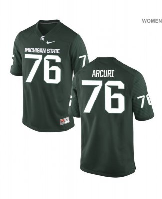 Women's Michigan State Spartans NCAA #76 AJ Arcuri Green Authentic Nike Stitched College Football Jersey OL32D50SZ